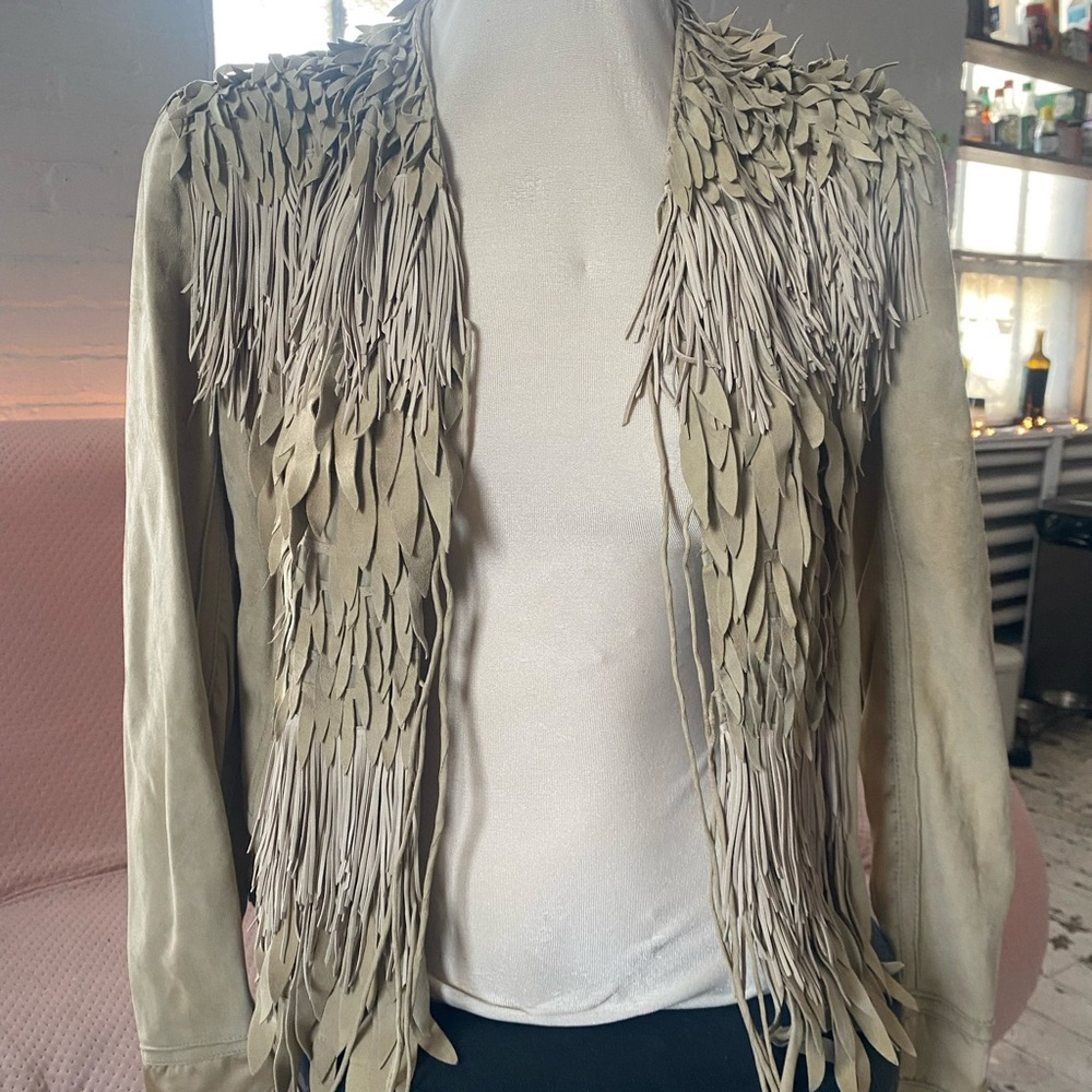 Roberto Cavalli Beige Fringe Women's Blazer